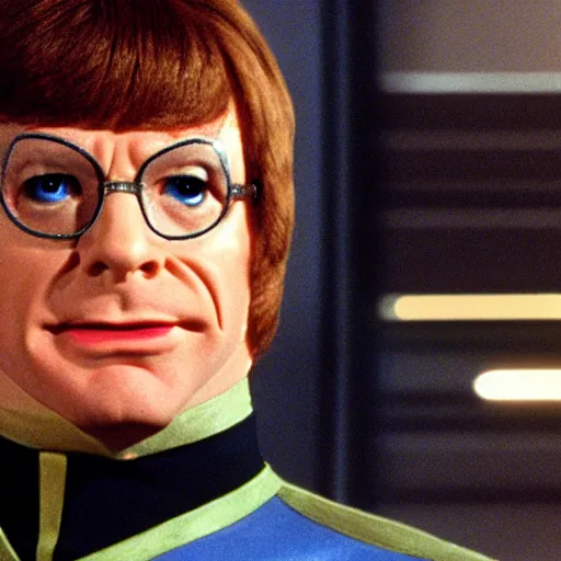 Image similar to austin powers as lieutenant data, star trek, cinematic