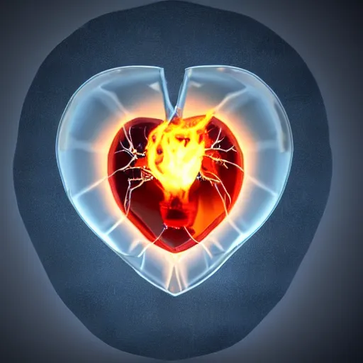 Prompt: 3d model of a crystalline anatomical heart with a flame inside, closeup, detailed, realistic, cinematic lighting, unreal engine, cgsociety, detailed