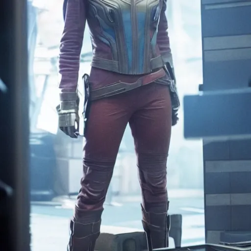 Prompt: film still of Margot Robbie as Star Lord in Guardians of the Galaxy