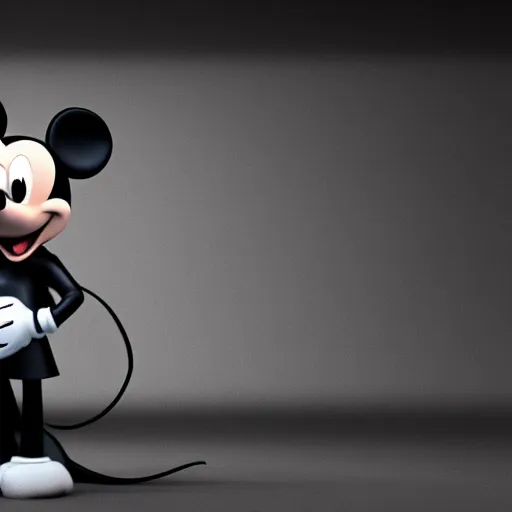 Image similar to Mickey Mouse in the style of Rick Owens, Organization XIII, unreal engine 5 render