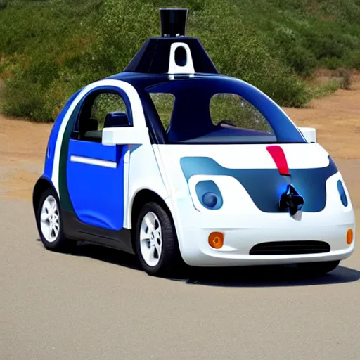 Image similar to google self driving car in shark mouth paint scheme