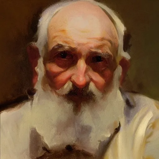 Prompt: detailing character concept portrait of old man by John Singer Sargent, on simple background, oil painting, middle close up composition