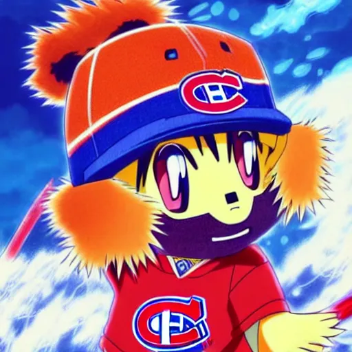 Image similar to anime Portrait of Youppi the Habs Montreal Canadiens Mascot as an evolved powerful pokemon, highly detailed anime, 1990s, smooth, sharp focus, dynamic lighting, intricate, trending on ArtStation, illustration pokemon, art by WLOP