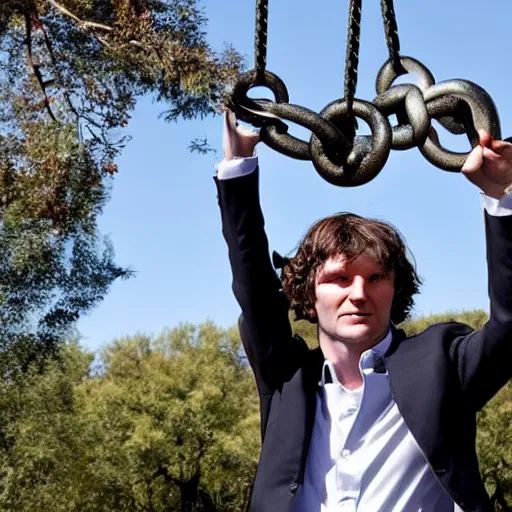 Prompt: Javier milei breaking the chains of oppression