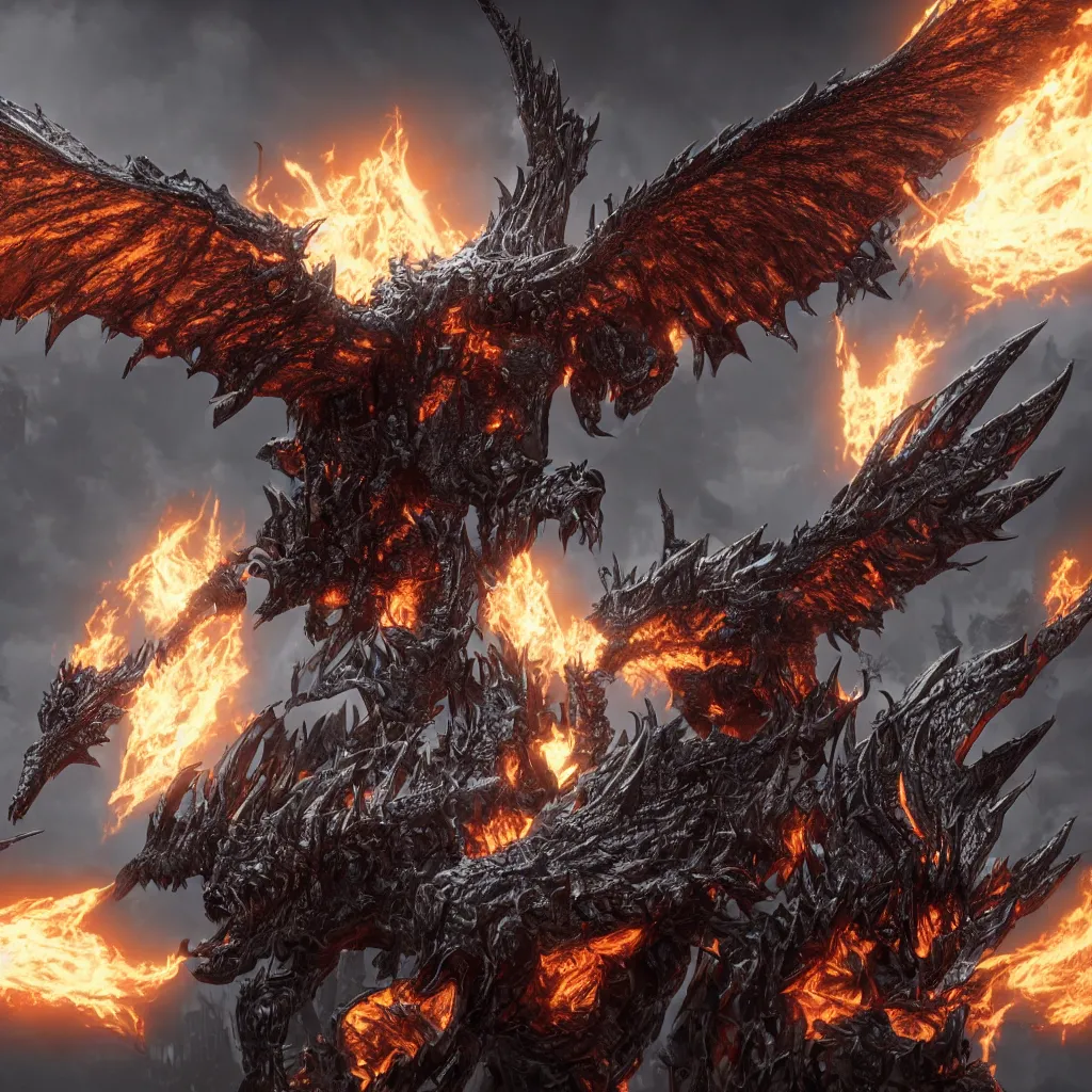 Image similar to 4 k unreal engine render of the deathwing ultra details full body full background digital art