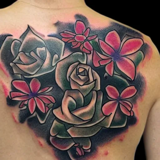 Image similar to void flowers life, tattoo on back