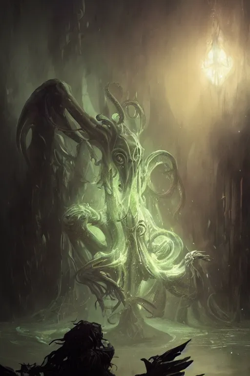 Image similar to cthulhu, digital art, magic the gathering, mtg, by greg rutkowski, trending on artstation