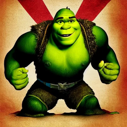 Image similar to digital painting of Shrek as Captain America