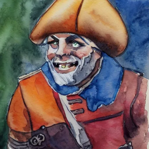 Image similar to watercolor painting of a pirate from the settlers of catan