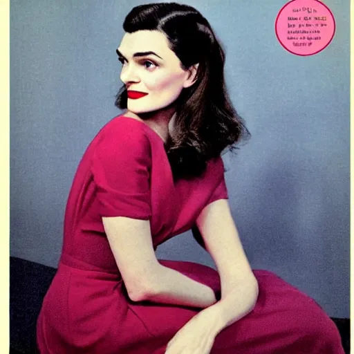 Image similar to “Rachel Weisz portrait, color vintage magazine illustration 1950”