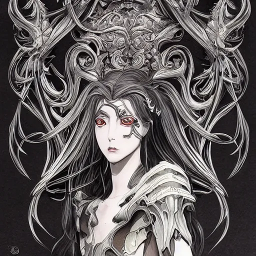 Image similar to banshee, baroque style, elegant, beautiful, mesmerizing, concept art, highly detailed, artstation, behance, deviantart, inspired by innocent manga, inspired by castlevania concept art, trending, ayami kojima, shinichi sakamoto