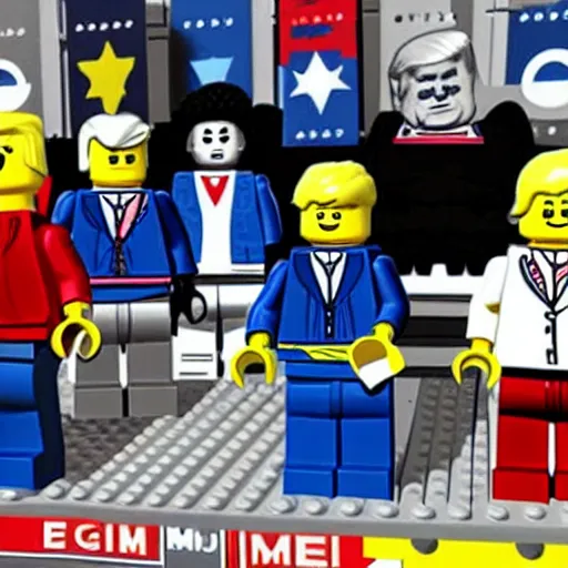 Image similar to concept art for a new 2 0 2 0 united states election lego set with included joe biden and donald trump minifigures