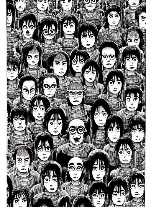 Image similar to portrait of minions, intricate, highly detailed, illustration, art by junji ito, junji ito