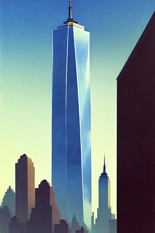 Image similar to world trade center on new york, edward hopper and james gilleard zdzislaw beksisnski higly detailed