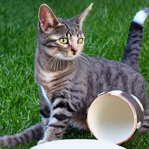 Prompt: photo of a cat playing bongos
