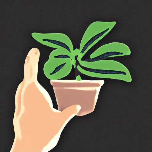 Prompt: a sketch of an open hand holding plants, favicon, logo