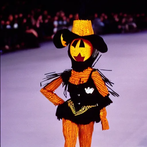 Prompt: a scarecrow doing a catwalk, by Thierry Mugler