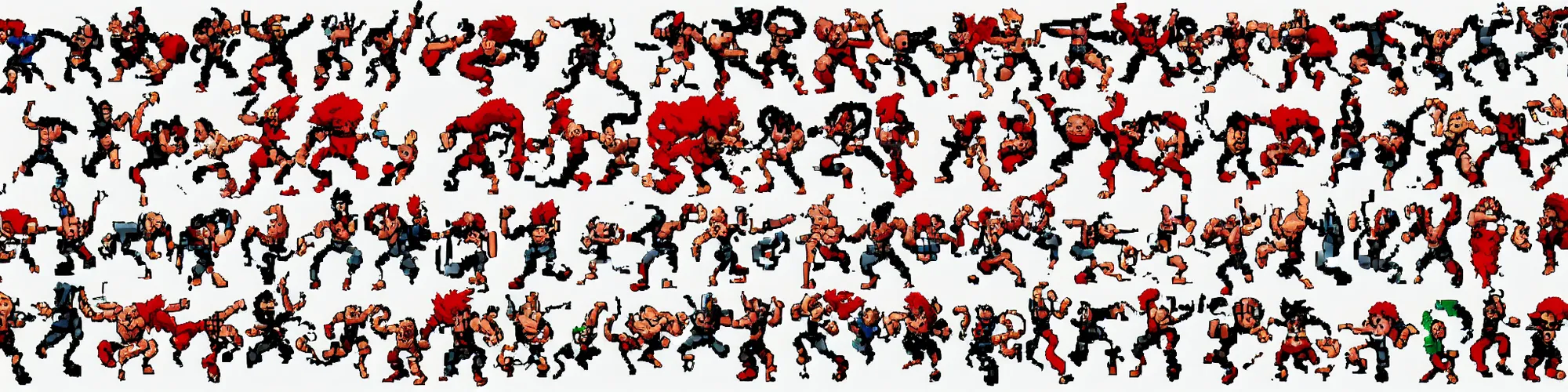 Image similar to akuma walk cycle sprites, single row, street fighter iii : third strike, professional pixel art, capcom official media