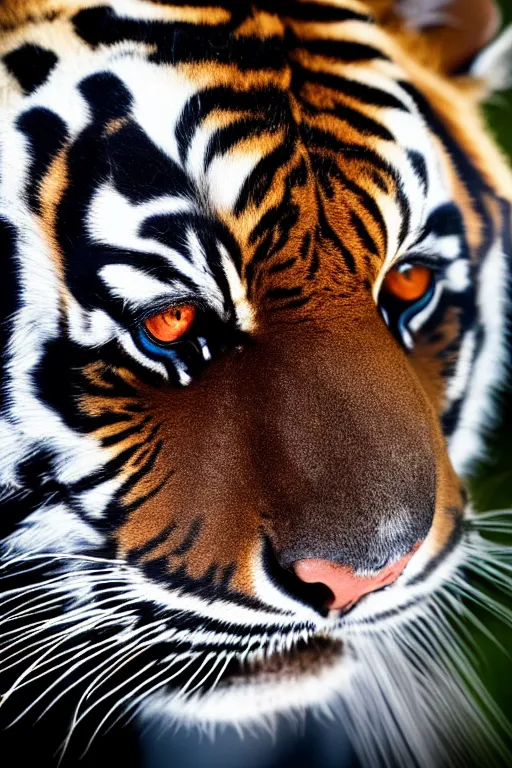 Prompt: high quality portrait photo of a tiger dressed in a dark business suit and tie, Anthropomorphic, photography 4k, f1.8 bokeh, 4k, 85mm lens