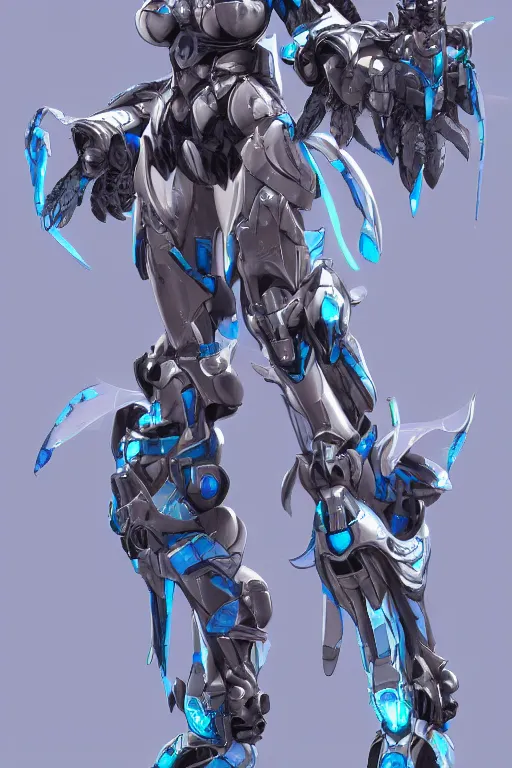 Image similar to full body shot of a beautiful and gorgeous female azure mech warrior by Masamune Shirow, manga, single face, trending on artstation, WLOP, detailed, intricate, elegant, sfw version