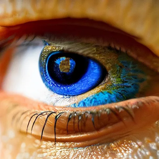 Image similar to a beautiful dragon's bule eyes, 8 k, stunning, eye profile, surrealist, close - up view, movie style