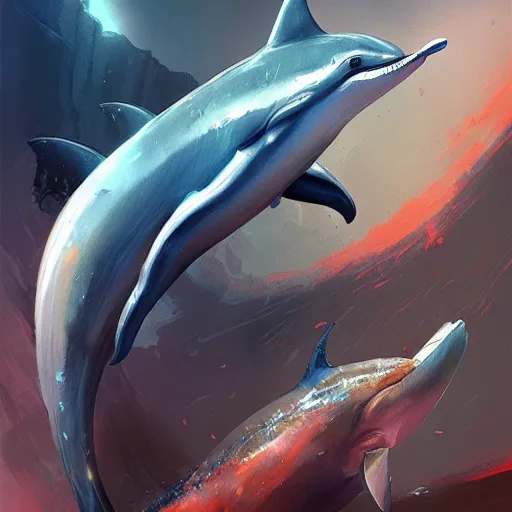 Image similar to concept art by jama jurabaev, brush stroke, cyborg, dolphin, trending on artstation, high quality, extremely detailed