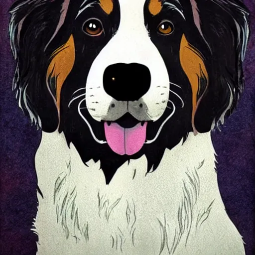 Image similar to australian shepard in the style of neil gaiman