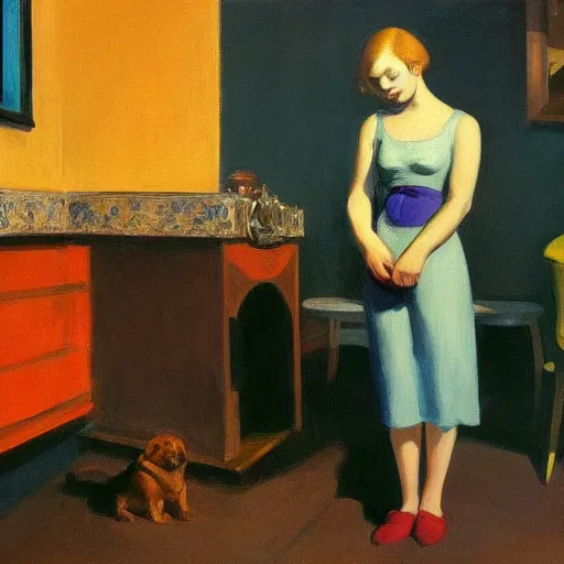 Image similar to The dog and the jewelry by Edward hopper