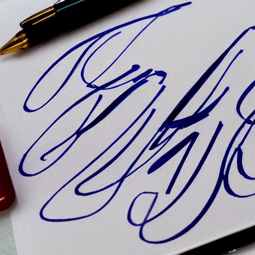 Prompt: fancy signature drawn with calligraphic pen