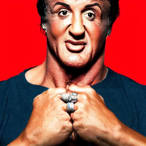 Prompt: color portrait of sylvester stallone