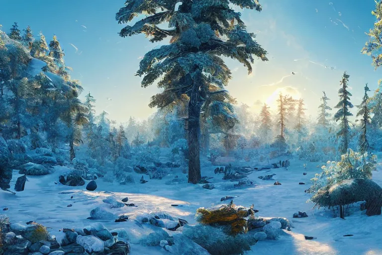 Image similar to a 4 k beautiful scene in early spring showing lively sprigs dslr detailed digital art by ivan shishkin and anton fadeev 4 k hd realism rendered in unreal engine