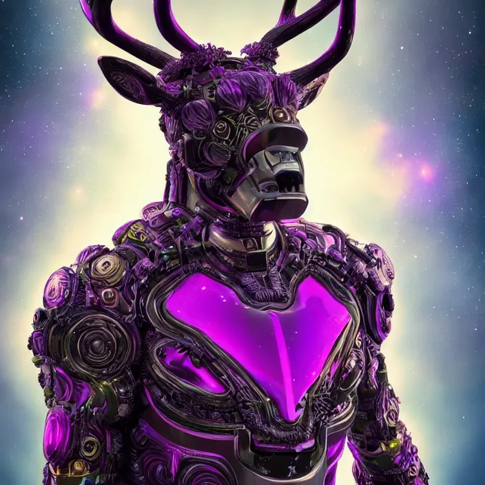 Image similar to portrait of Galactus merged with a deer. intricate abstract. intricate artwork. octane render, trending on artstation, DeviantArt, captura, very coherent symmetrical artwork. cinematic, hyper realism, high detail, octane render, 8k, iridescent accents