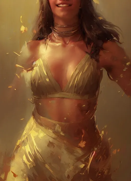 Image similar to hyper realistic photography portrait of beautiful smiling goddess girl cinematic, vallejo, full shot, craig mullins greg rutkowski, artstation, cgsociety