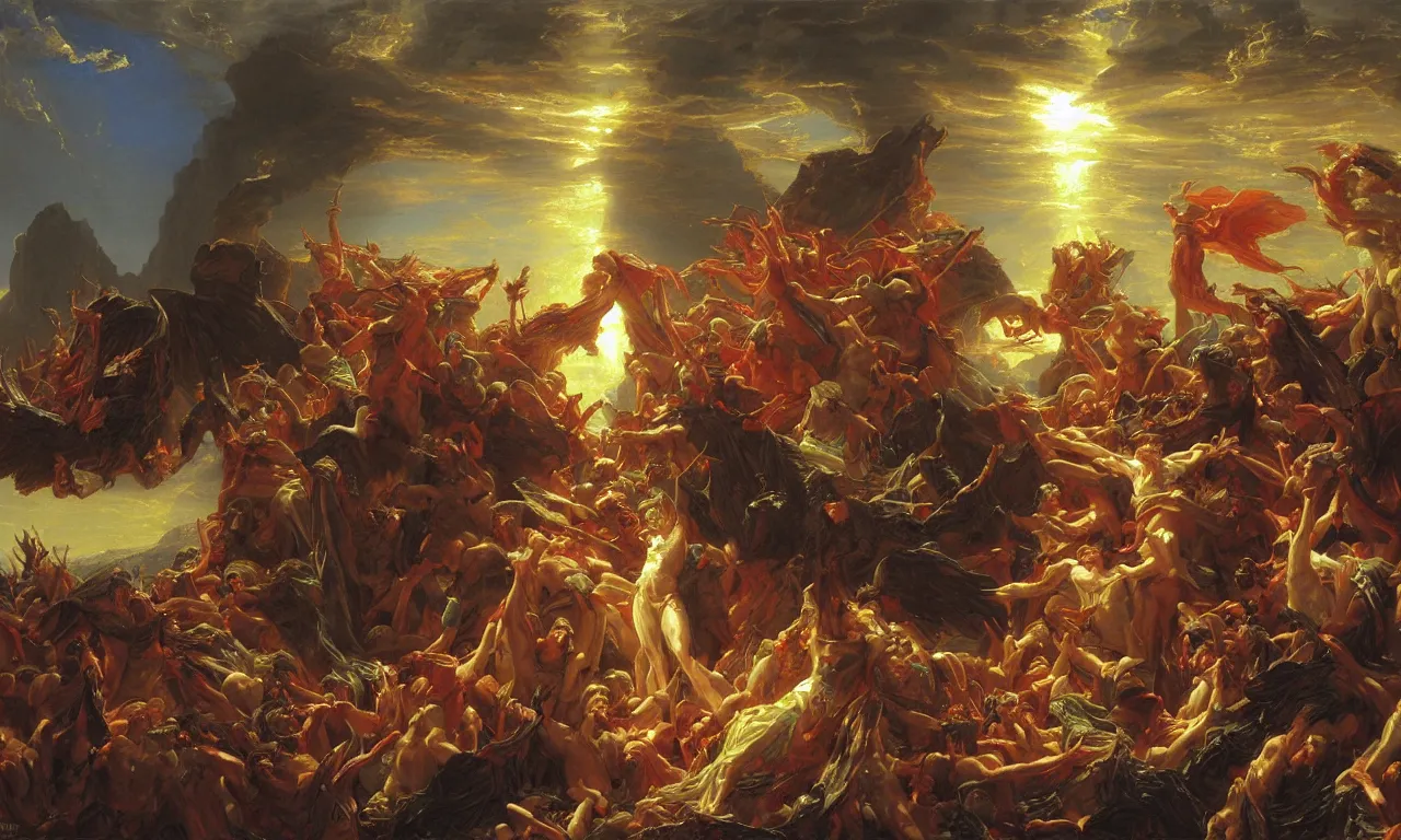 Prompt: this apocalypse shall not deter our spirit of hope, by thomas cole and donato giancola