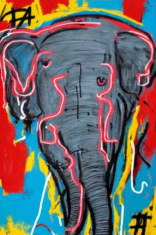 Image similar to elephant in the style of jean michel basquiat