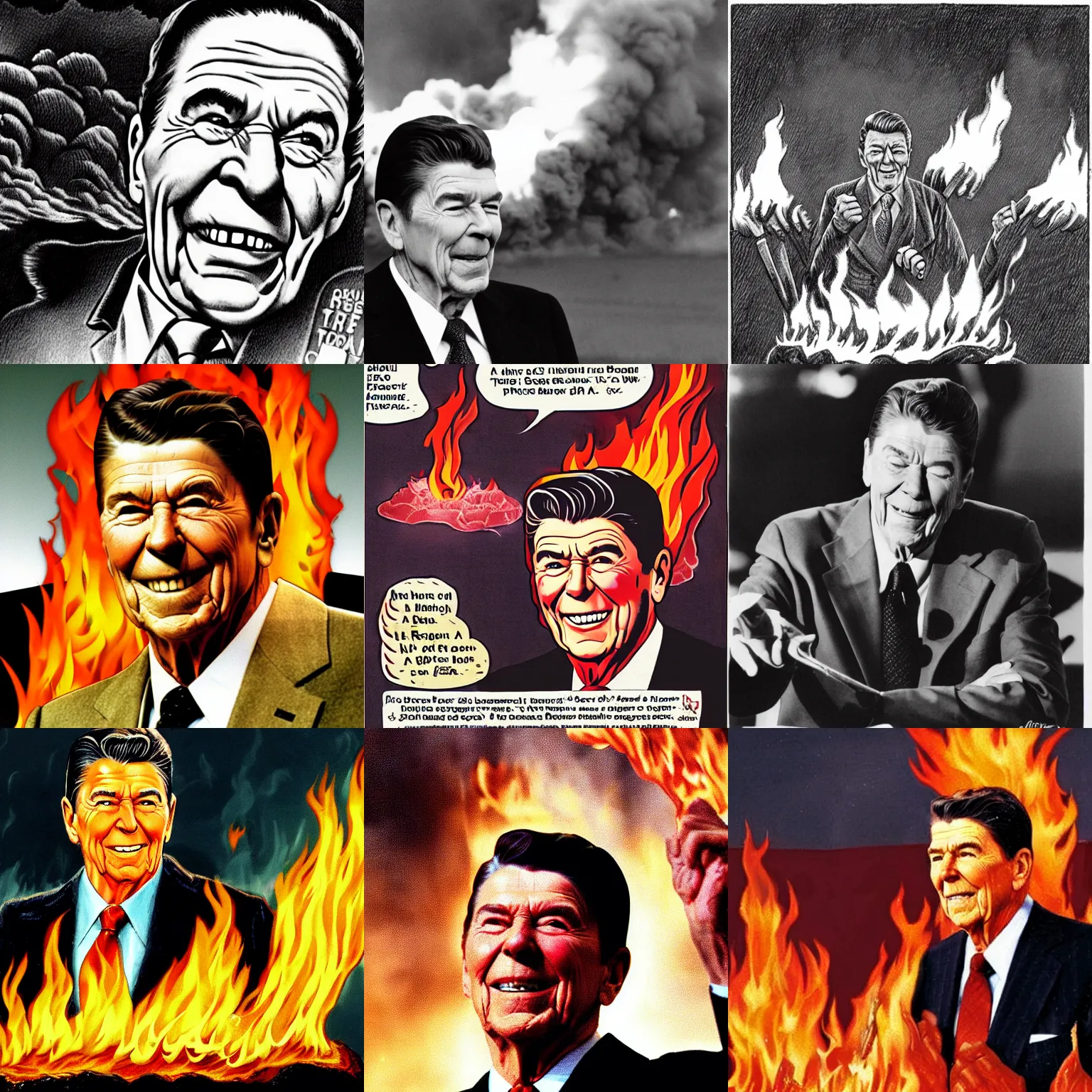 Prompt: ronald reagan burning in hell