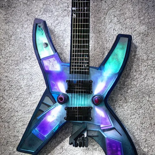 Image similar to a cyberpunk guitar