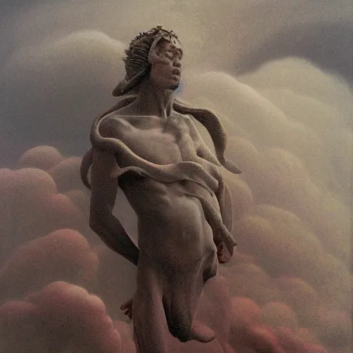 Image similar to Boreas by Zdzisław Beksiński, oil on canvas