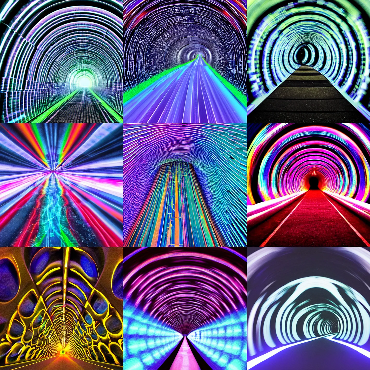 Prompt: a trippy tunnel through hyperspace