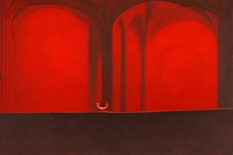 Image similar to only with red, a red melted emperor in an authoritarian position, taormina amphitheatre, crowd hails him, in the style of beksinski, parts by edward hopper, parts by rodcenko, parts by yue minjun, intricate and epic composition, red by caravaggio, insane quality, highly detailed, masterpiece, red light, artstation