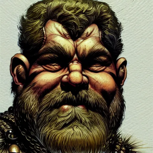 Image similar to portrait painting of a dwarven berserker, sharp focus, award - winning, trending on artstation, masterpiece, highly detailed, intricate. art by guido crepax