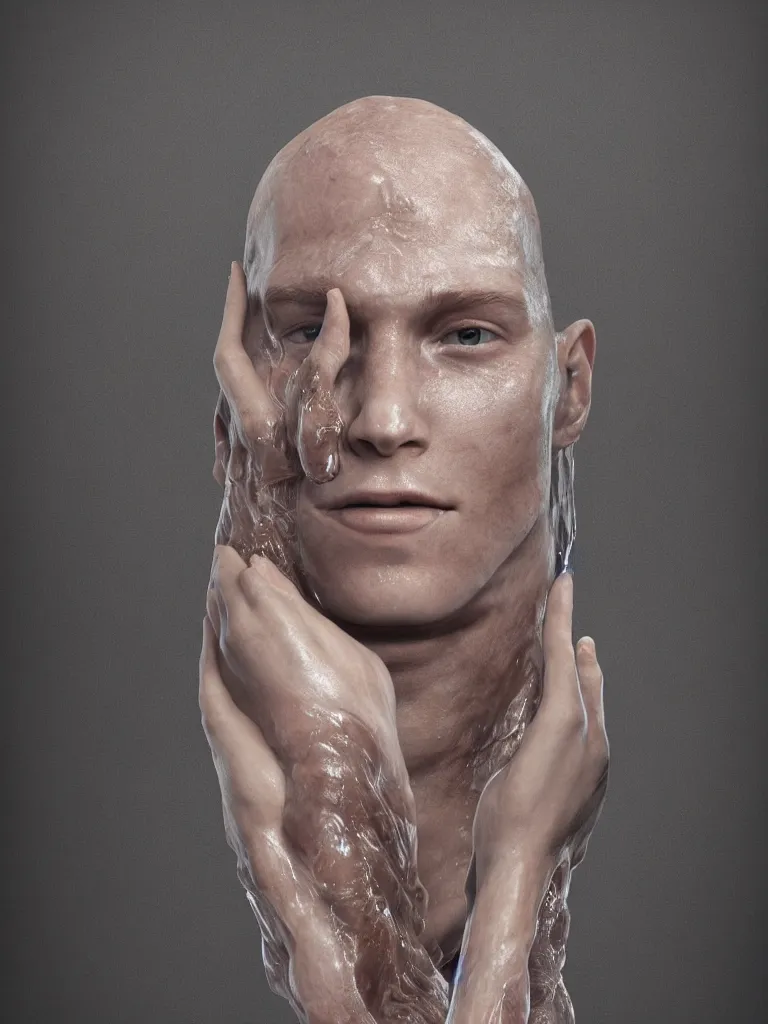 Image similar to a straight vertical tube with the texture of human skin, highly realistic, hyper-real, 4k, Octane render