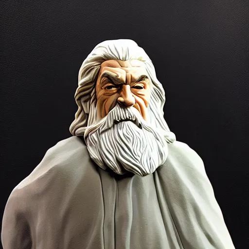 Prompt: gandalf sculpted in the style of george tsougkouzidis, clay, sculpture, portrait lighting