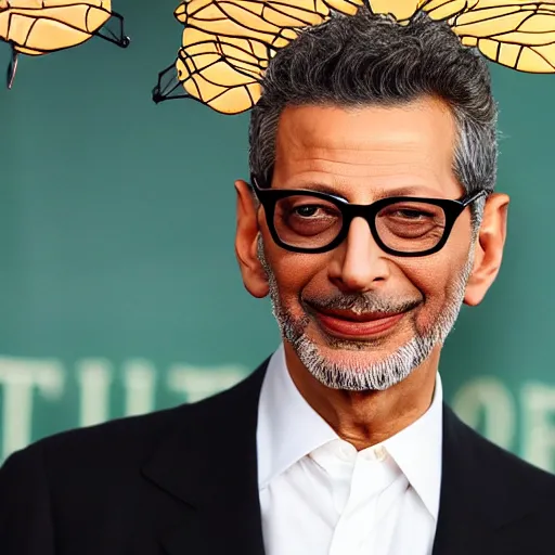 Prompt: jeff goldblum has large fly wings and antennae