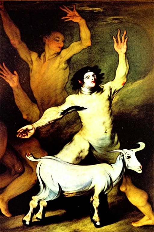 Image similar to dance of the goat man by francisco de goya