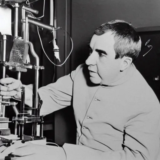 Prompt: thomas aquinas in a modern physics laboratory