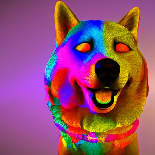 Prompt: doge, lsd, colorful, realistic, 8k, volumetric lighting, detailed,