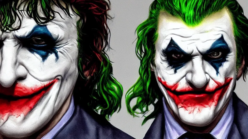 Image similar to joker frowning, realistic,