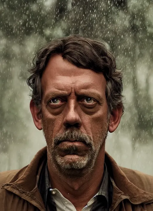 Image similar to doctor house as an indian in real life, face centered portrait of hugh laurie, confident, fog, rain, volumetric lighting, sharp focus, ultra detailed, cgsociety by leesha hannigan, ross tran, thierry doizon, kai carpenter, ignacio fernandez rios, noir art house,