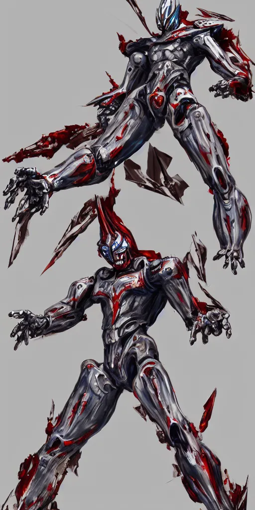 Prompt: Ultraman Mecha become zombie and became berserk. concept art,detailed,fine art,trending on Artstation, smooth draw,Sharp focus.